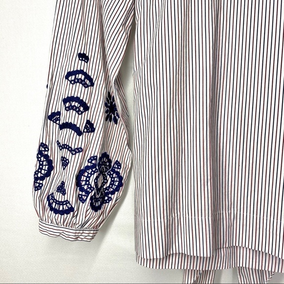 J. Crew Embroidered Tie Front Tunic Top Small - Picture 3 of 6